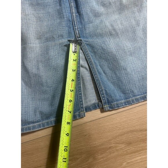 Yanuk Straight Denim Skirt Womens Size 4 Blue Light Wash Front Slit Y2K Casual - Picture 9 of 9